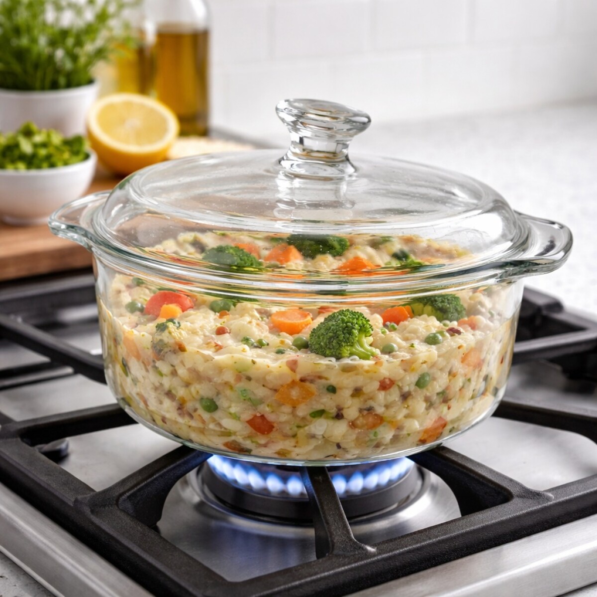 Cacerola de Vidrio con Tapa y Boton 16.6cm 