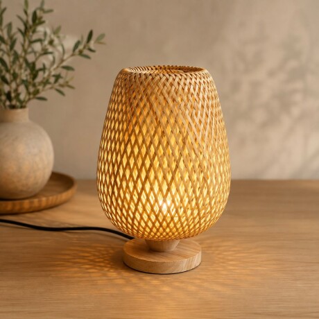Lámpara De Mesa Bambú/ Natural Búho Alt 33 Cm Lámpara De Mesa Bambú/ Natural Búho Alt 33 Cm