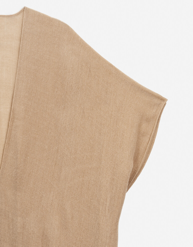 Kimonos Kimono Tejido Con Flecos - Marron Beige