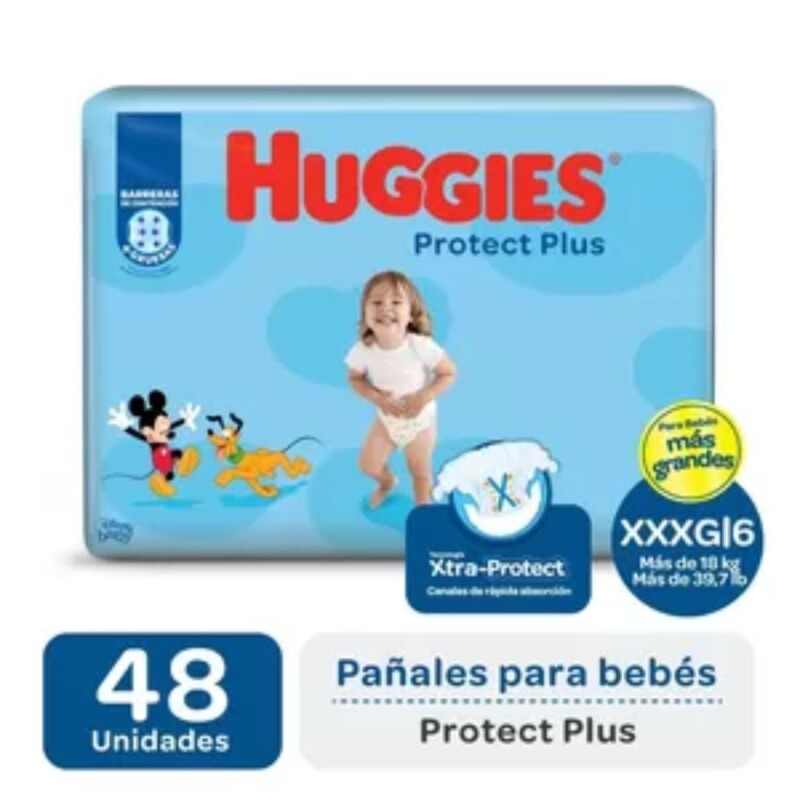 Pañales Huggies Protect Plus Unisex XXXG X48 Pañales Huggies Protect Plus Unisex XXXG X48