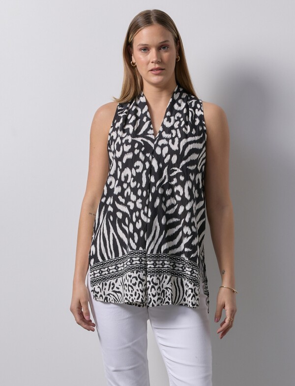Blusa Printed NEGRO/CRUDO