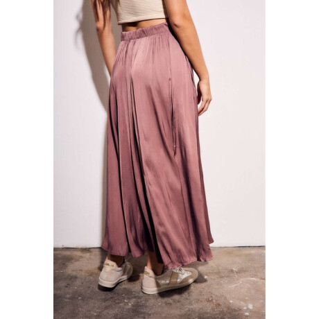 Falda Saten Pliegues Rosa