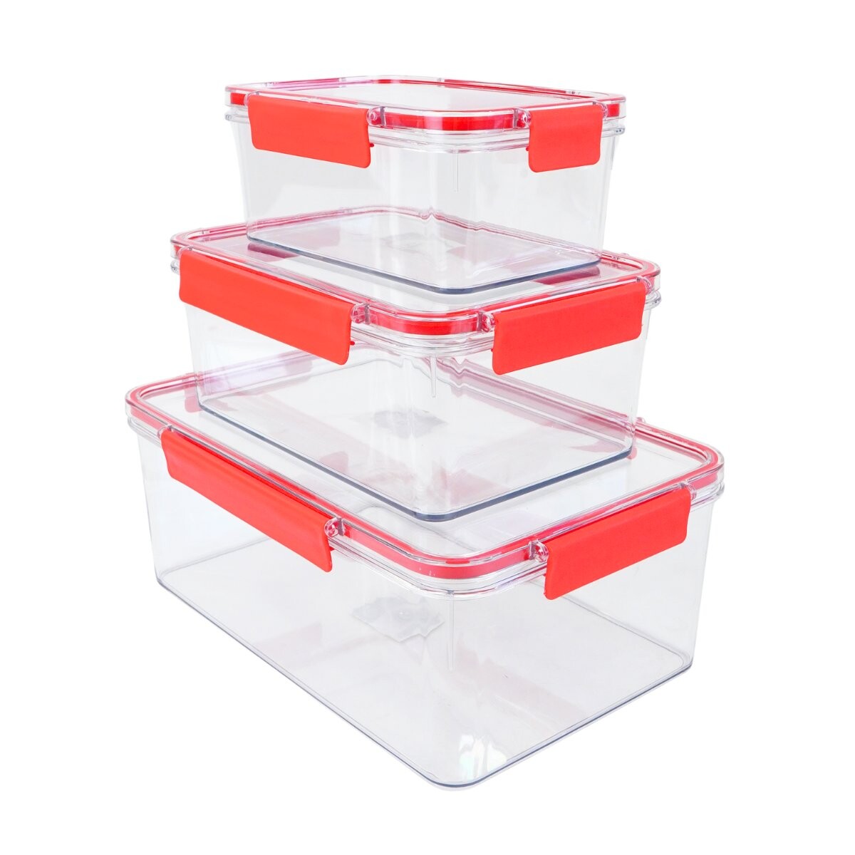 Set de 3 recipientes de acrilico hermeticos 