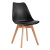 Silla Eames Tapizada Eco Cuero Acolchada Patas Madera Negro