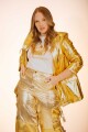 Blazer efecto cuero Dorado