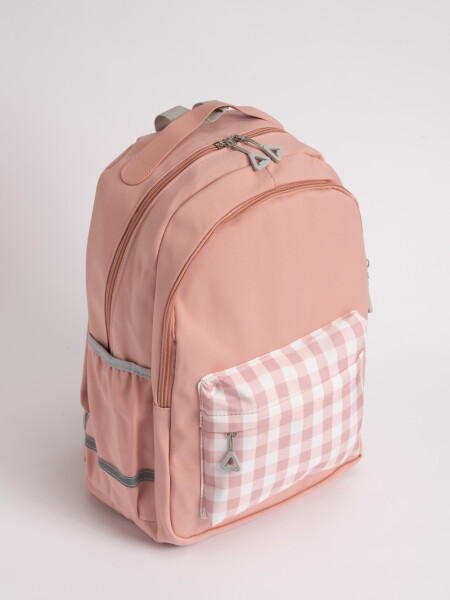 Mochila bolsillo cuadrille Rosada