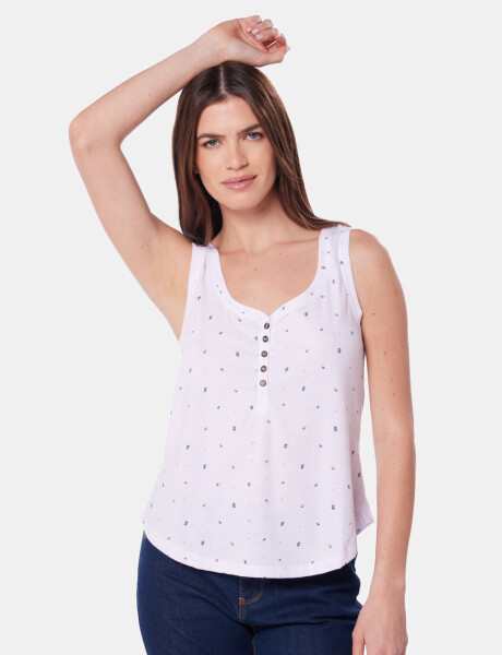 MUSCULOSA ESTAMPADA CON BOTONES Blanco