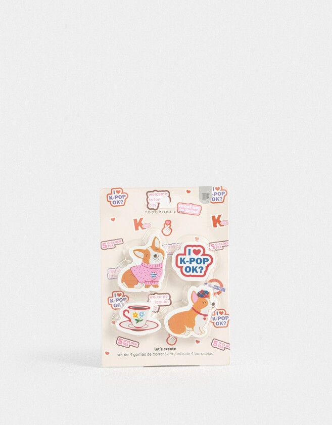 Útiles Varios Set De Gomas De Borrar "k Pop" - Combinacion Multicolor