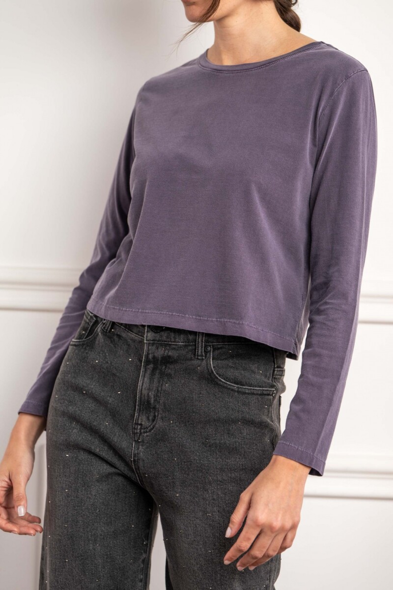 Remera Manga Larga Lavada Violeta