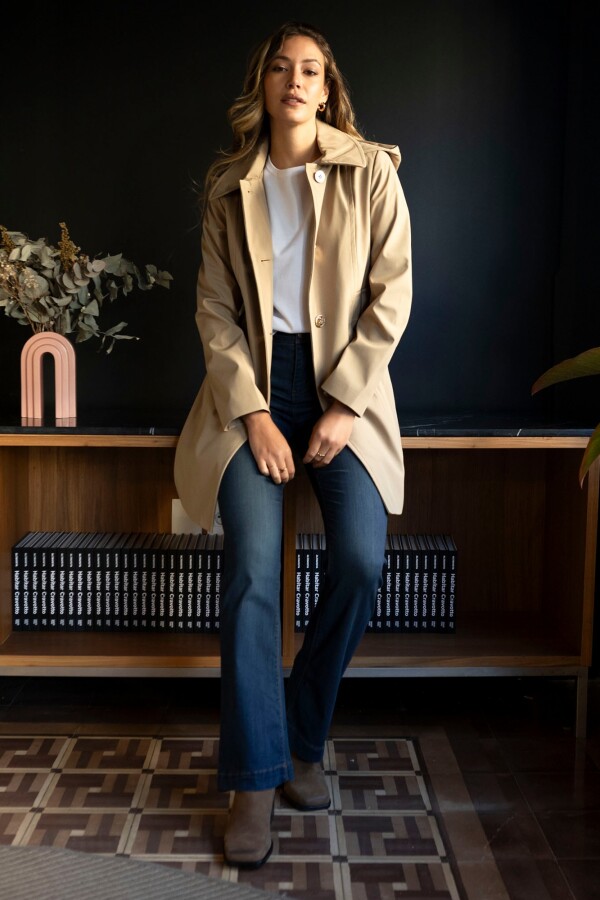 Gabardina Impermeable Capucha BEIGE