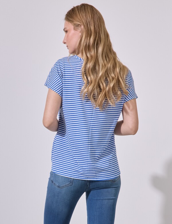 Remera Lineas AZUL/BLANCO