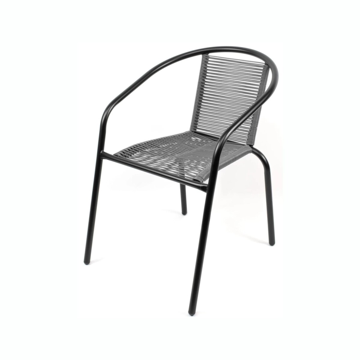 Silla De Jardín Símil Rattan RUSTICO SC-039R Estructura De Acero - Negro 