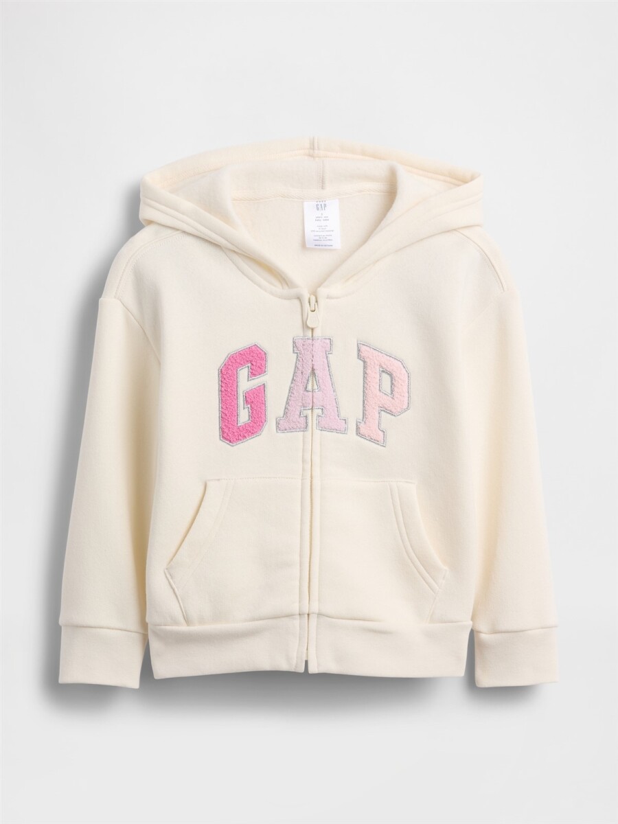 Canguro Con Cierre Logo Gap Toddler Niña - Ivory Frost 
