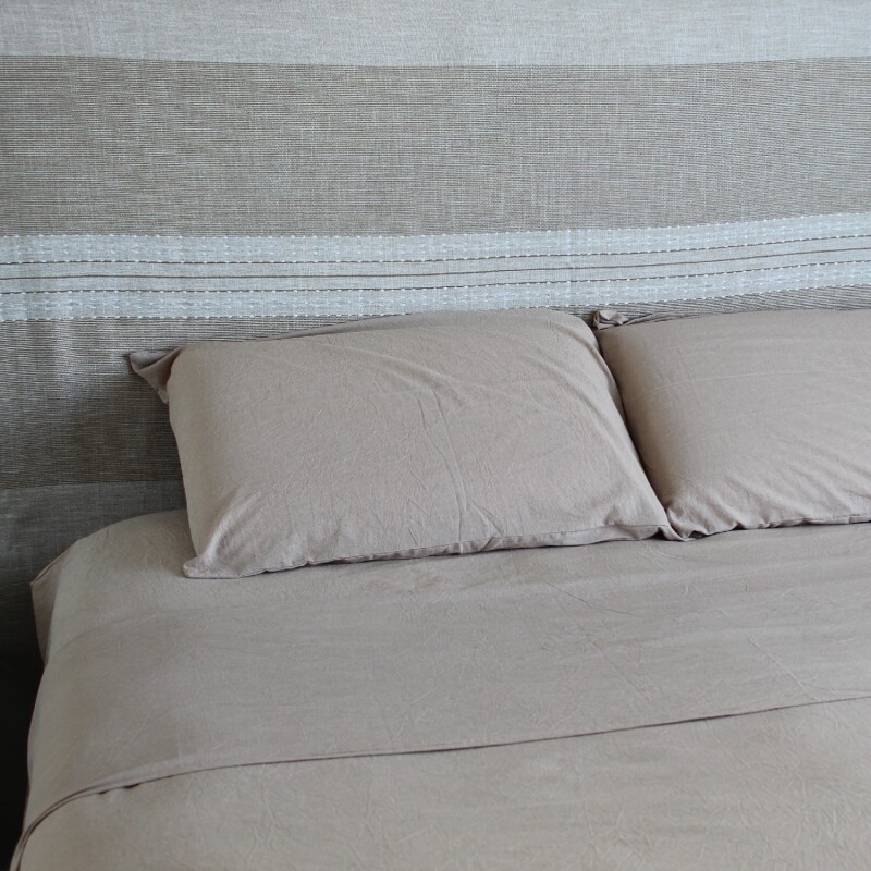 Juego de sábanas algodón queen beige