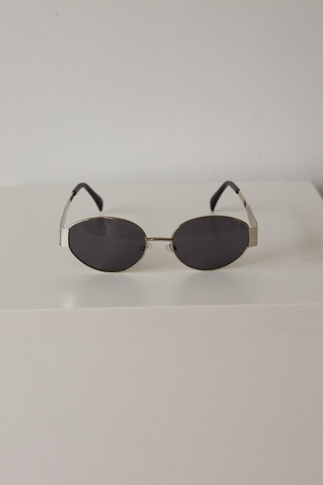 METAL ROUND SUNNIES SILVER/BLACK