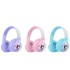 Auriculares Vincha Bluetooth Inalambricos Luces Microfono Variante Diseño Oso Celeste