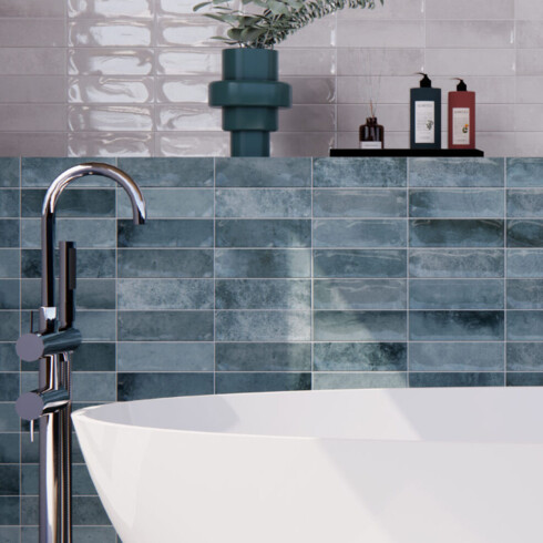 CERAMICA PARA PARED 31.6X60 AZUL BRILLO PRECORTE PRISSMACER GAMAS DE AZUL