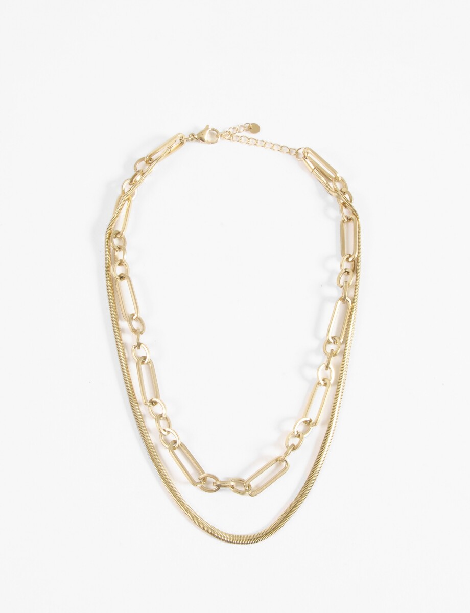 Collar acero doble cadena - dorado 