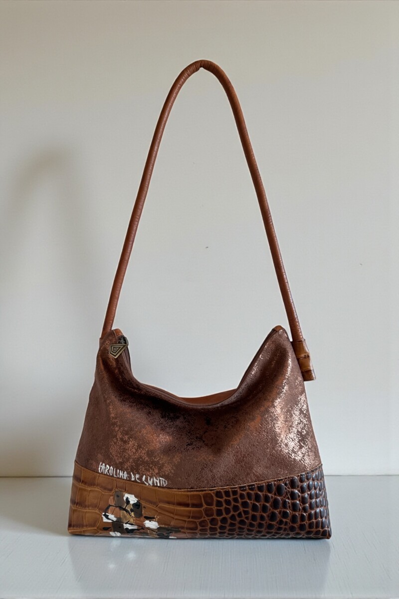 Cartera ALIRA Marrón Jaspeado Con Crocco 