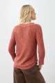 Sweater cinta con ruedo curvo lacre