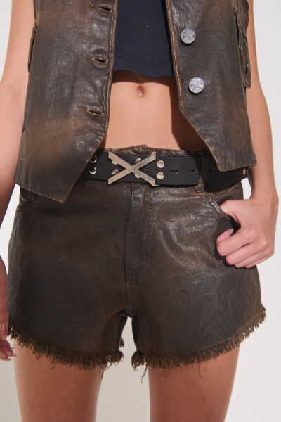SHORT LEON BITONO Marron