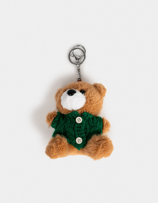 Llavero Peluche Llavero Y Charm De Osito Con Sweater - Marron Medio