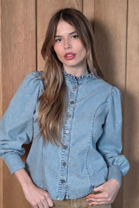 Camisa Mecha Denim Celeste