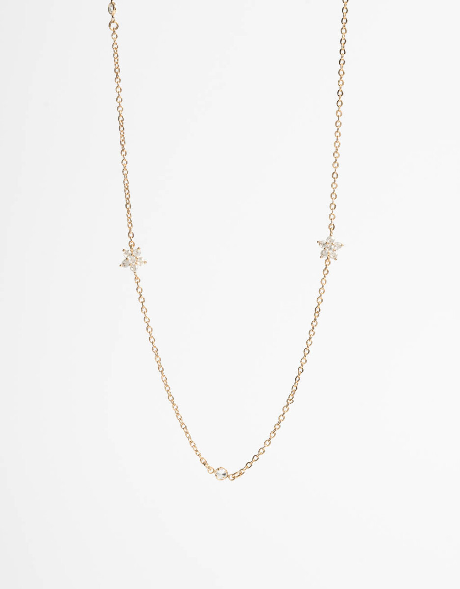 Collar Doble Vuelta Con Flores 