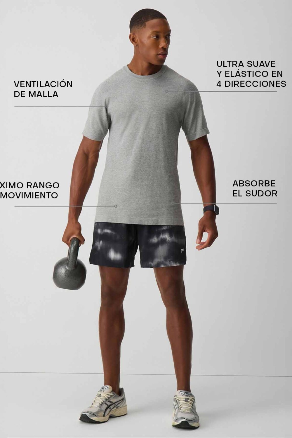 Polo Manga Corta Fit The Training Day Tee Hombre Mid Grey Htr