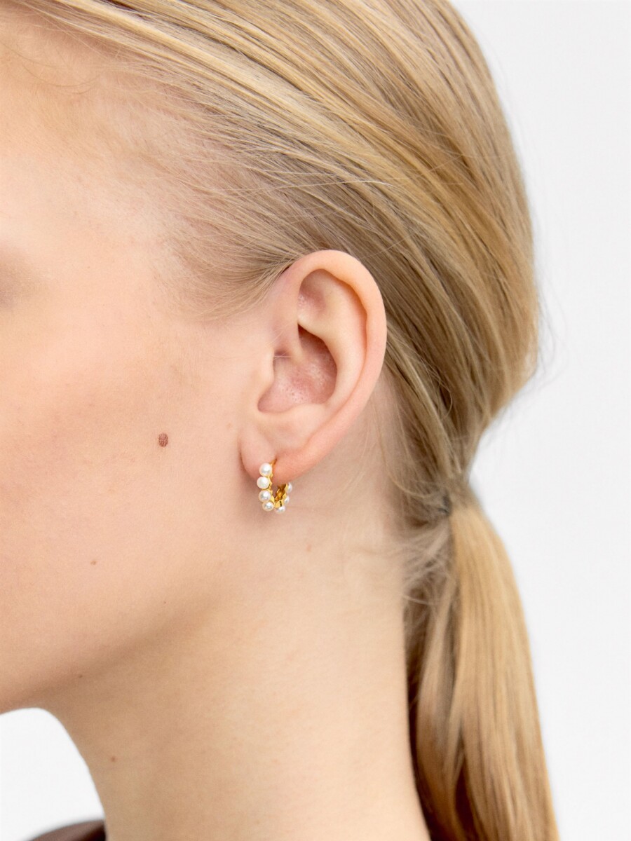 Aros Con Perlas De Agua Dulce - Plata De Ley 925 dorado