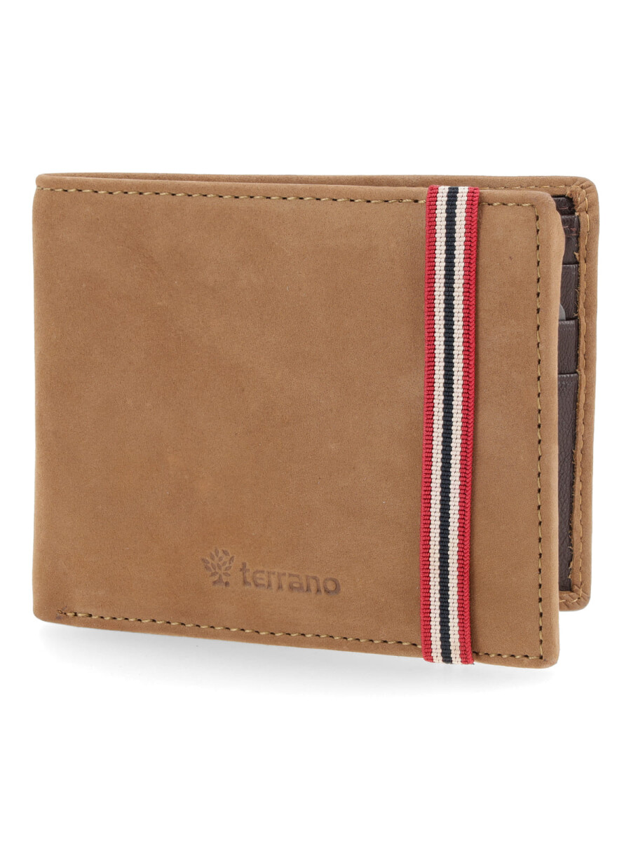 Billetera Cuero Nobuk con Elástico - Brandy 