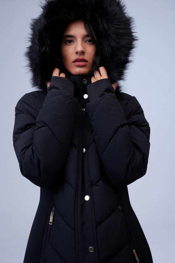 Campera Abrigo Faux Fur NEGRO