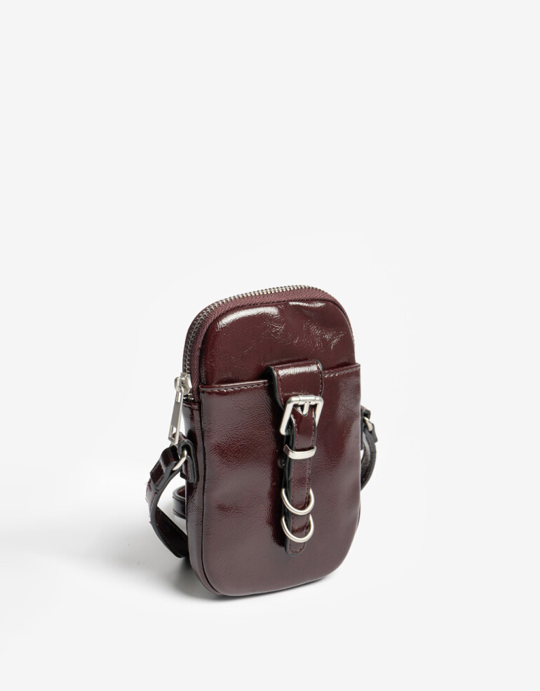 Marro chica varios Portacelular Con Hebilla Metálica - Rojo Burdeaux