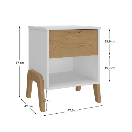 Mesa de luz 1 cajon Linea Veneza Blanco/Miel