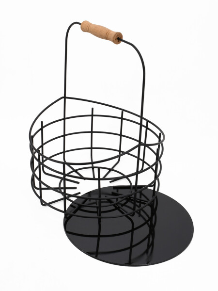 FRUTERO METAL CON ASA DE BAMBOO NEGRO