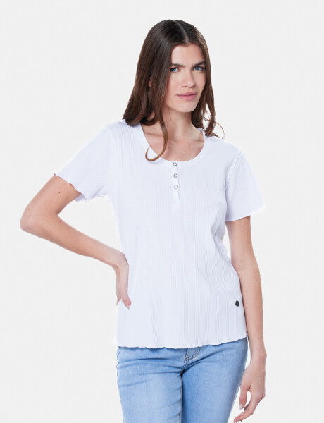 REMERA RIB CON BOTONES Blanco