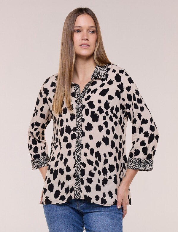 Camisa Estampado Combinado NEGRO/BEIGE