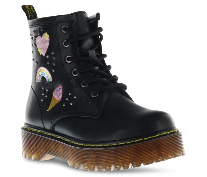 Bota CAMDEN con parches y tachas Black