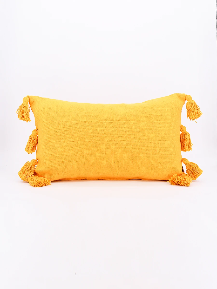 FUNDA DE ALMOHADON BORLAS - MOSTAZA 