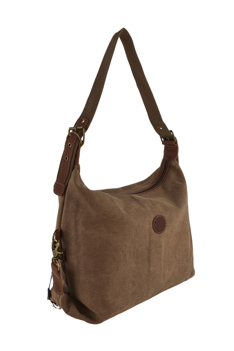 Cartera lona con hebillas Marrón