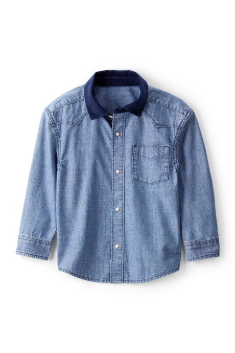 Camisa jean con cuello de pana Camisa jean con cuello de pana