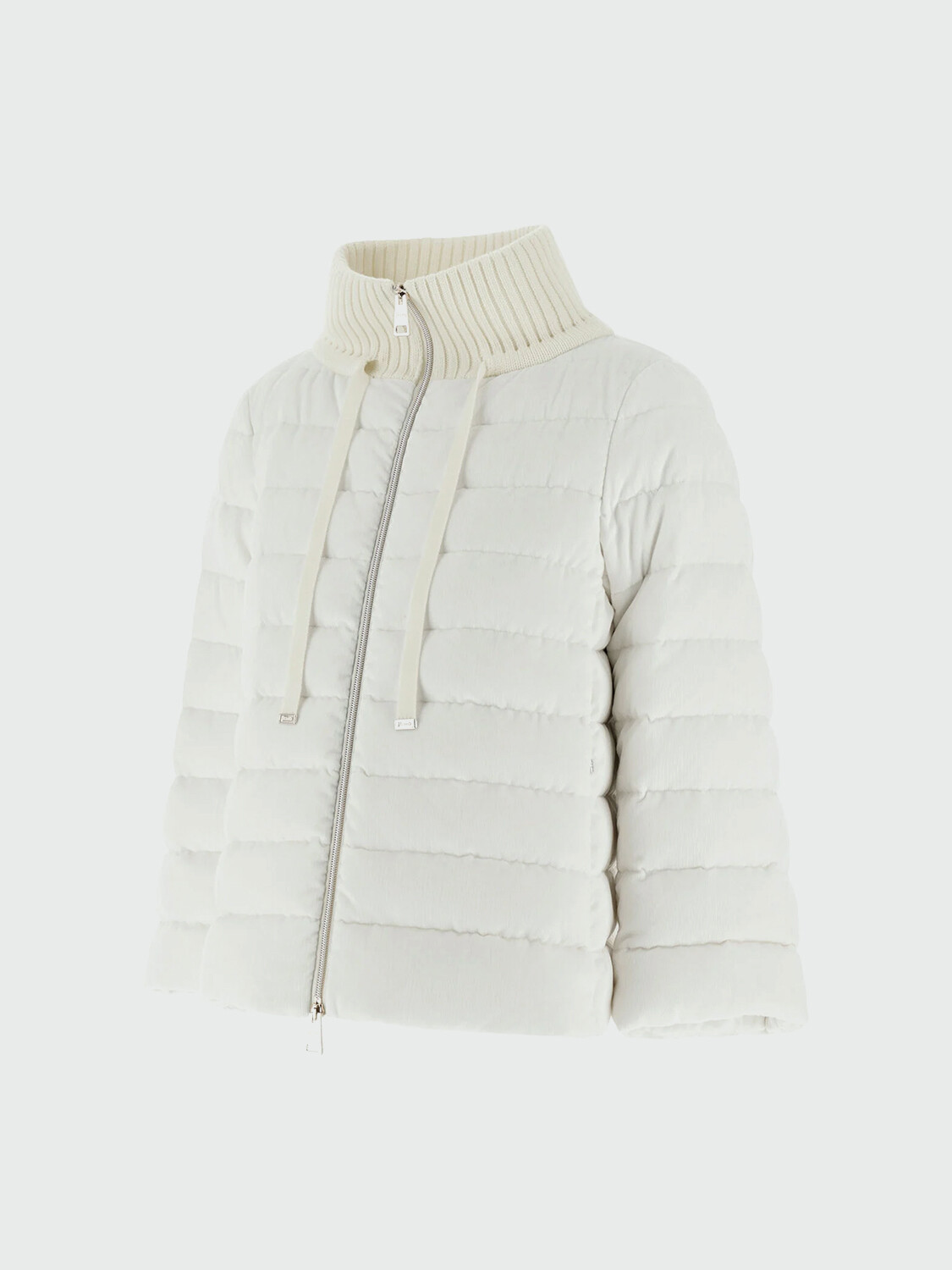 Herno - Campera corte boxy y cropped de viscosa efecto pana Negro