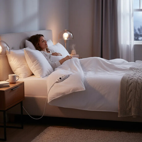 Set X2 Calienta Cama 1 Plaza 150*80 Cm 3 Intensidades Blanco