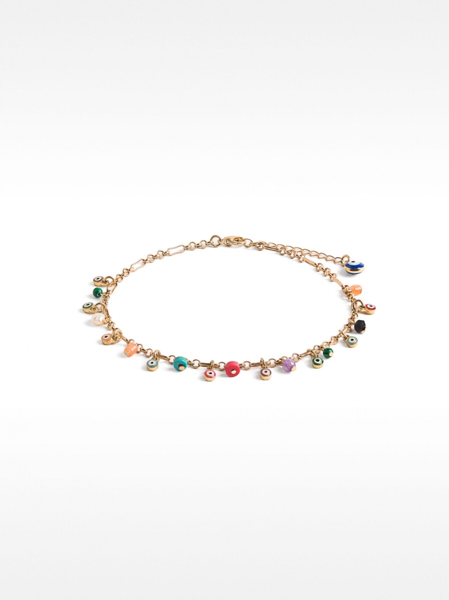 Tobillera Con Piedras Y Ojos - multicolor 