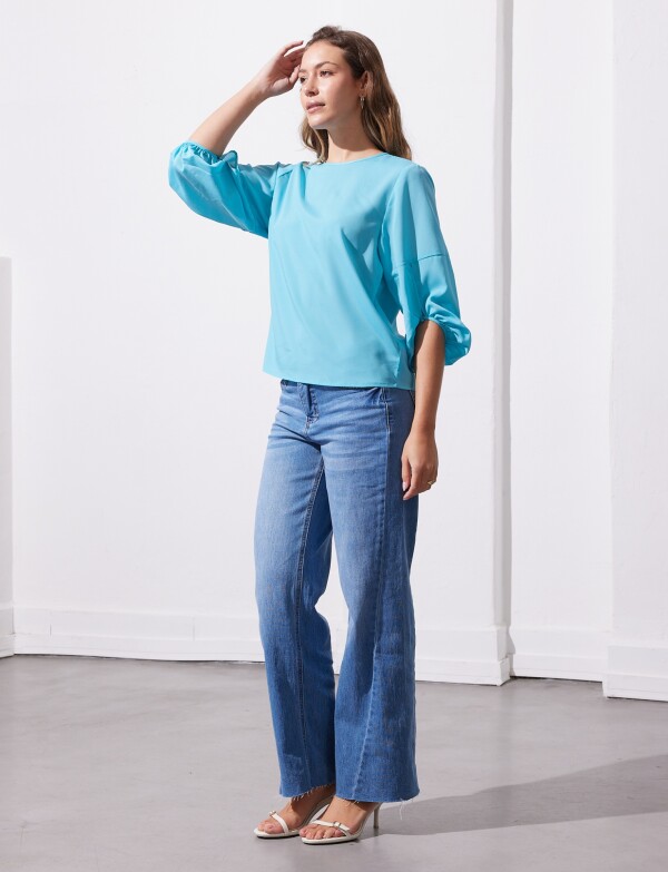 Blusa Manga Balloon CELESTE