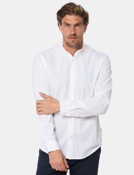 CAMISA DE LINO CUELLO MAO Blanco