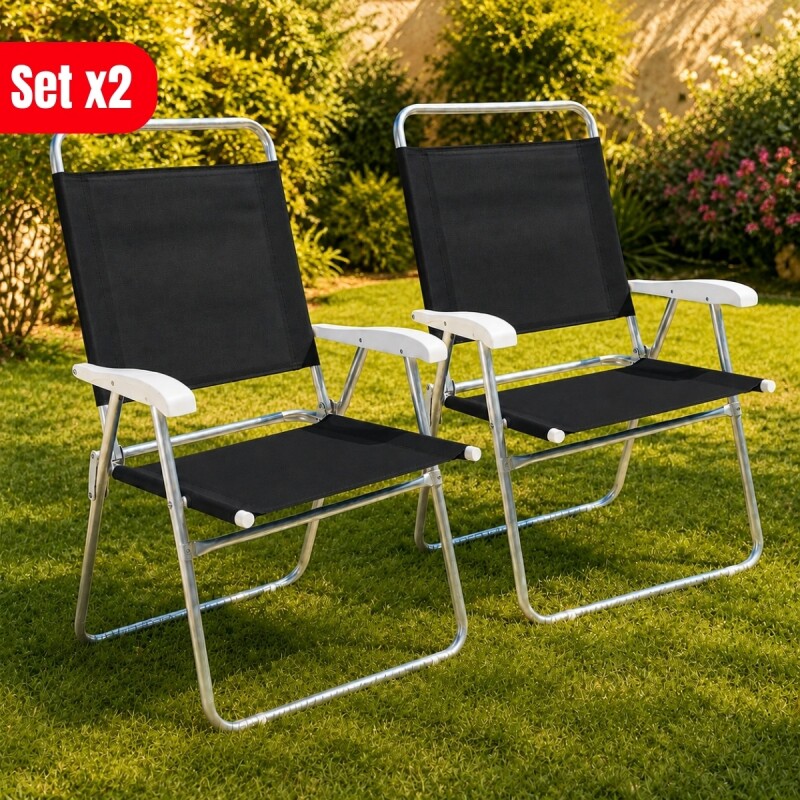 Set X 2 Sillas Master Plus Aluminio NEGRO