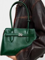 Bolso Tote Con Cinturón verde