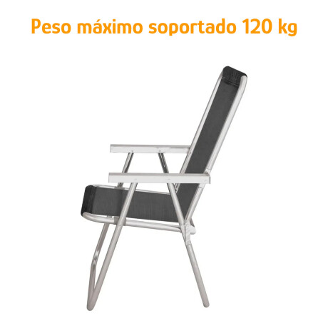 Kit 2 Reposeras Altas Plegables Aluminio Conforto Total Mor Negro