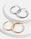 Aros Argollas Set Metal Set De Argollas - Combinacion Bicolor